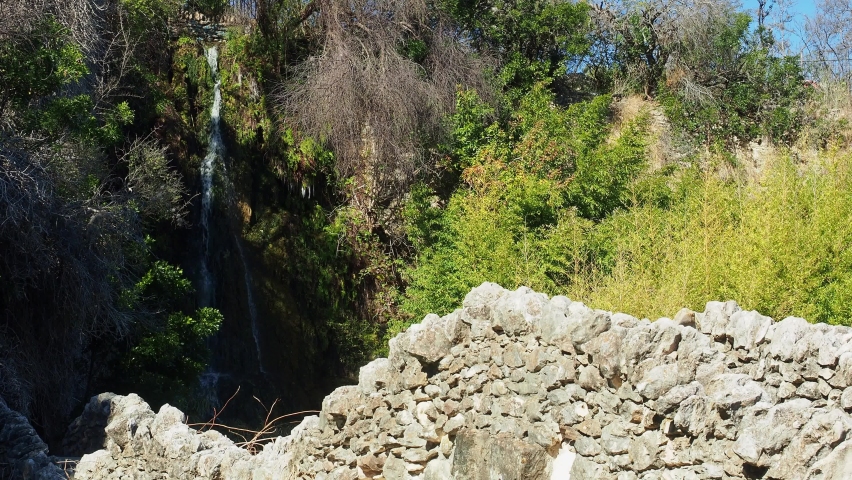 Sunny view of the stone brdige in Japanese Tea Garden at Texas