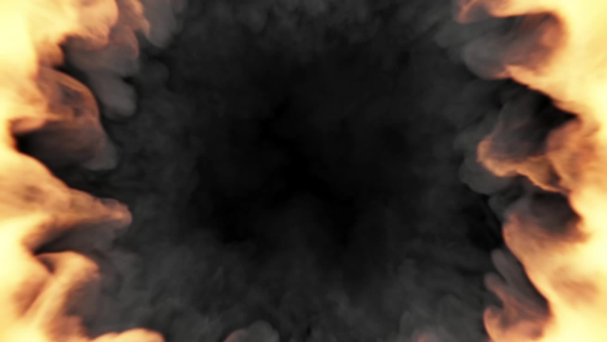 Sharp flames rotate clockwise around the black hole in the middle of the screen. Teeth of fire. Royalty-Free Stock Footage #1086801770