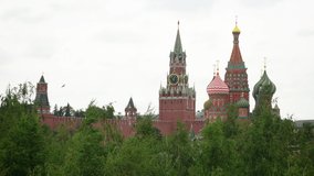 Moscow, Russia, Kremlin and trees. View from Zaryadye Park