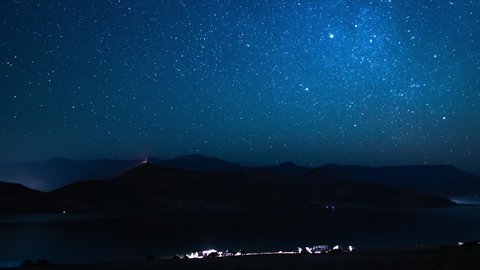 Perseid Meteor Shower and Moonrise Northeast Sky Pan R Campground Milky Way Galaxy Lake Isabella Sierra Nevada Mts California USA