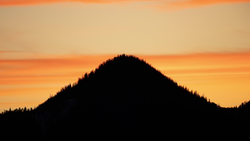 Mountain Silhouette At Sunset. - timelapse