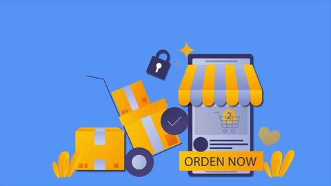 Ecommerce Online Shopping animation video. Online shopping on website and mobile app