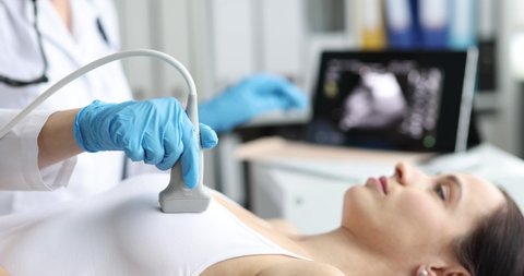 Doctor Examining Patient Chest Using Ultrasound Stock Footage Video ...