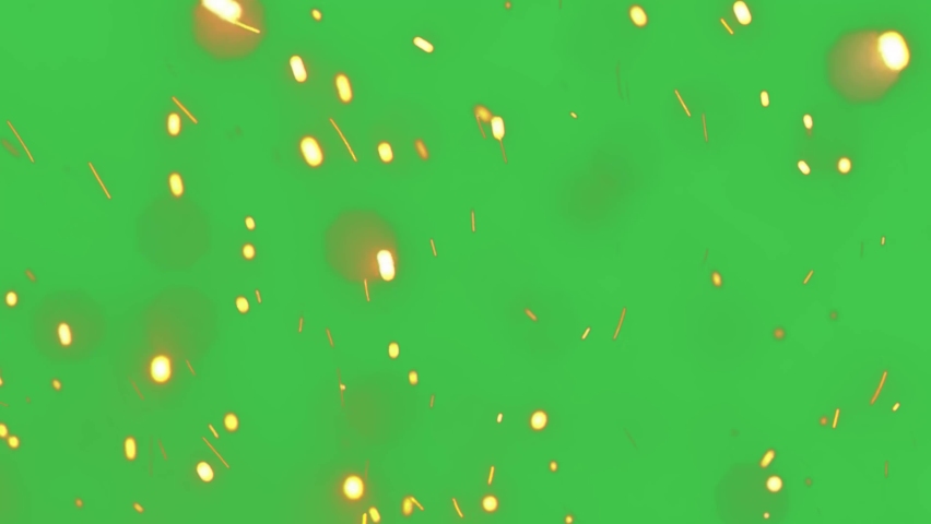 Glowing Fire particles flying ember, burning ash fire sparks isolated. 4K animation on green screen. Royalty-Free Stock Footage #1086816863