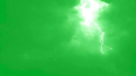 Lighting bolt striking on green screen motion graphics animation.