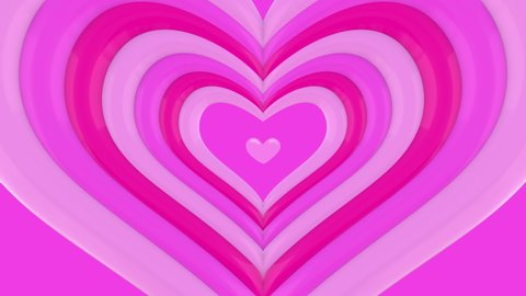 Pink hearts 3D shapes background looping animation.