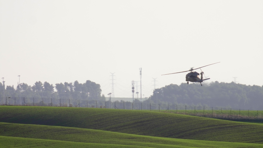 Black hawk helicopter training, Southern Israel
Long shot of idf Black hawk helicopter training, Judea Plains, Israel
