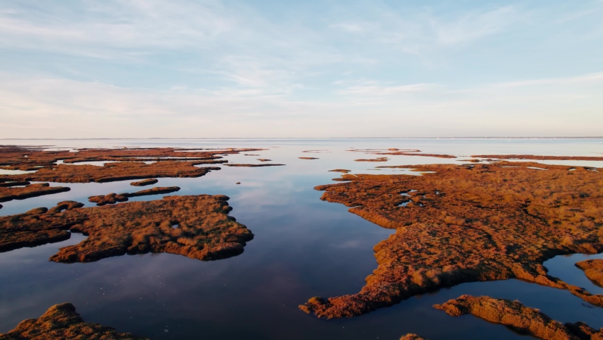 Drone Flying Over Vast Peat Bog With Accumulated Peats. aerial pullback