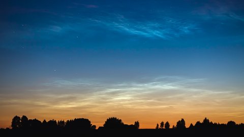 Noctilucent clouds timelapse, 4k timelapse of mystic clouds at summer night