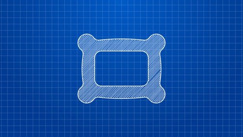 White line Rectangular pillow icon isolated on blue background. Cushion sign. Orthopedic pillow. 4K Video motion graphic animation.