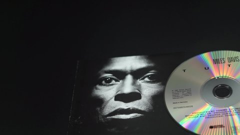 Rome, Italy - December 24, 2021, detail of the cover of the cd Tutu, album by Miles Davis released in 1986, which reached the first position in the American Jazz Albums chart.