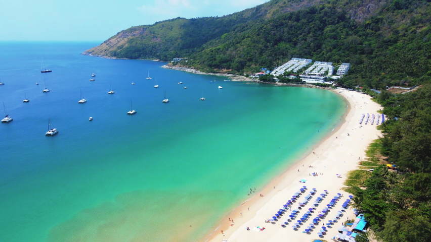 Aerial view Phuket Patong beach sea. Nature in phuket Thailand. | Shutterstock HD Video #1086856412