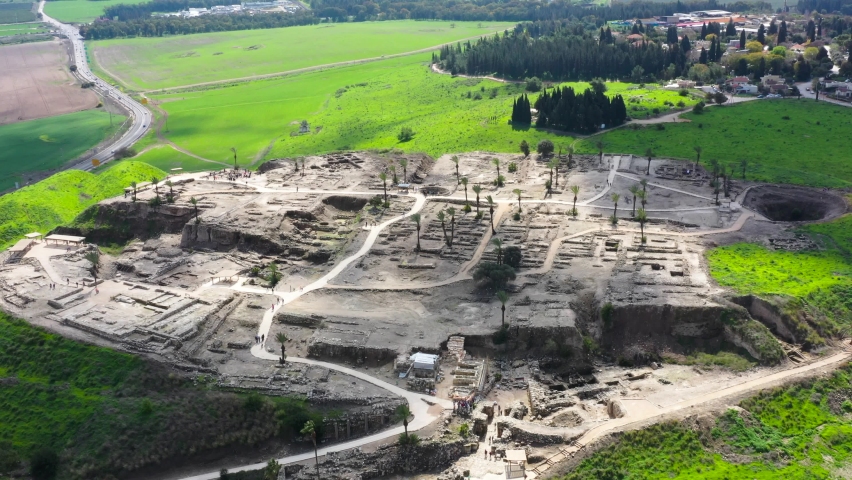 ruins of an ancient city in Tel Megiddo National Park, Israel