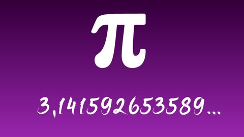 The number Pi written by hand on violet trendy background