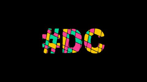 DC Hashtag. Tricolor isolated letters from contrast flowing fluid shapes isolated on Alpha channel. DC is abbreviation for US American District of Columbia for social network, mobile application, game