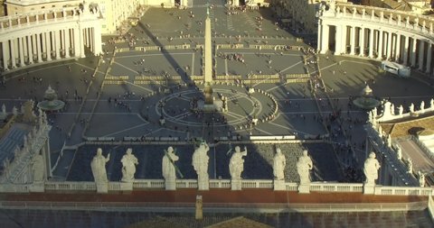 Rome, Italy. - September 30, 2019. View of Piazza San Pietro from the dome of the Basilica di San Pietro.