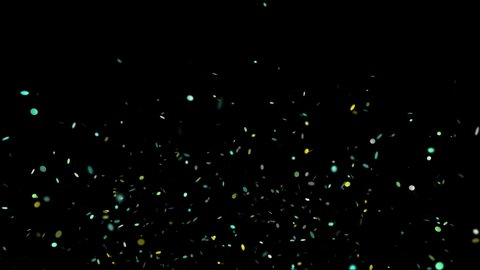 Colorful rainbow Confetti falling animation on black background screen. 3d abstract animation of particles.