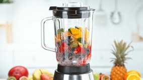 Super slow motion of mixing pieces of fruits in blender. Filmed on high speed cinema camera, 1000 fps. - Powered by Shutterstock - Get 15% off with code: PIKWIZARD15