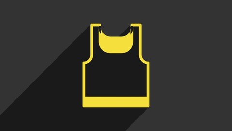 Yellow Sleeveless sport t-shirt icon isolated on grey background. 4K Video motion graphic animation.