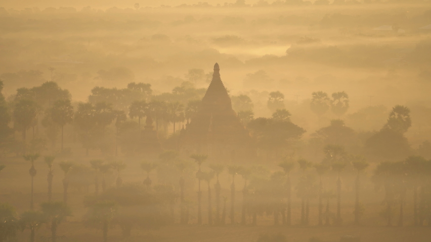 Bagan temples in sunrise, Myanmar, Asia. Royalty-Free Stock Footage #1086887084