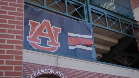 Auburn, Alabama - February 3, 2022: Auburn University banner at Plainsman Park NCAA baseball stadium
