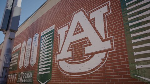 Auburn, Alabama - February 3, 2022: Auburn University logo at Plainsman Park NCAA baseball stadium