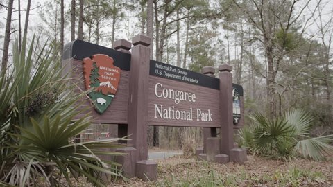 Congaree, South Carolina - January 23, 2022: Congaree National Park entrance sign