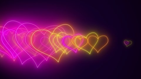 Glamour Glowing Neon Heart Shapes Particles Background Saint Valentine’s Day Weeding or Lovers Party. Seamles Loop 4K