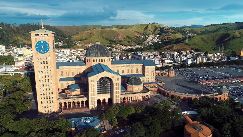 Religion church sanctuary landmark at Brazil. Famous Religion shrine of Brazil. Famous catholic church temple at state of Sao Paulo. Catholic religion priest.