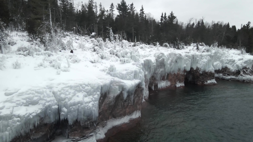 Frozen trees and ice formations at Tettegouche state park North Shore Minnesota Lake Superior shore winter