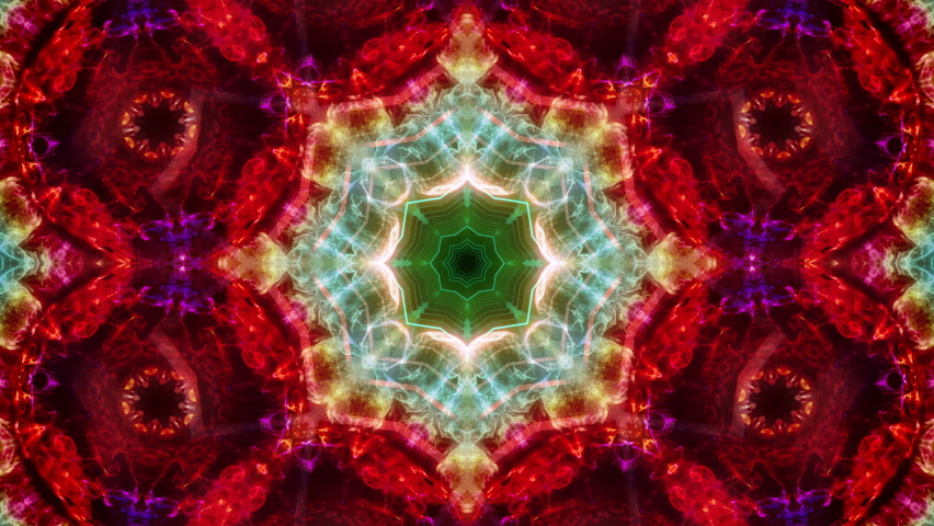 Mandala 3D Kaleidoscope seamless loop Psychedelic Trippy Futuristic Traditional Tunnel Pattern for Consciousness Meditation Background Video Relaxing Ethnic Colorful pattern Chakra Kundalini Yoga | Shutterstock HD Video #1086907247