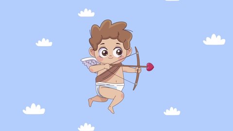 cupid angel with arch character animation , 4k video animated