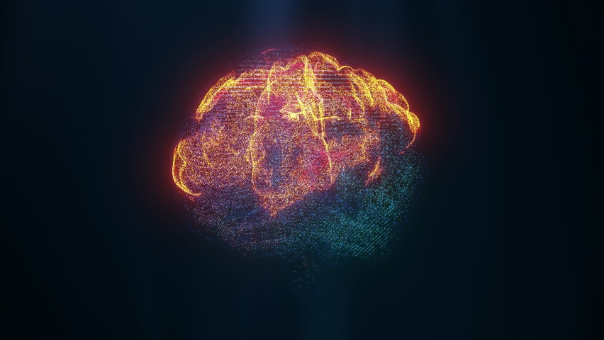Hologram Brain activity visualization with particles Royalty-Free Stock Footage #1086910313