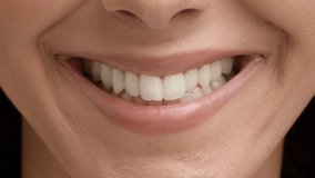 Diverse People Smiling Showing Teeth Expressing Positive Emotions In Studio, Sequence Of Cropped Shots. Closeup Of Different Smiles Of Multiethnic Women And Men. Diversity Concept
