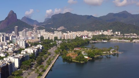 Rio de Janeiro city, Brazil.
December 2021
Aerial view of the Rio de Janeiro, Leblon district. Clube dos Caiçaras located on Lagoa Rodrigo de Freitas since 1929.