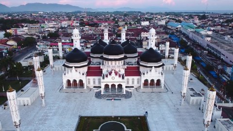 BANDA ACEH, INDONESIA - SEPTEMBER 17, 2021: Baiturrahman Grand Mosque, this mosque is a historic mosque in Aceh province, this mosque was founded in 1612 AD.