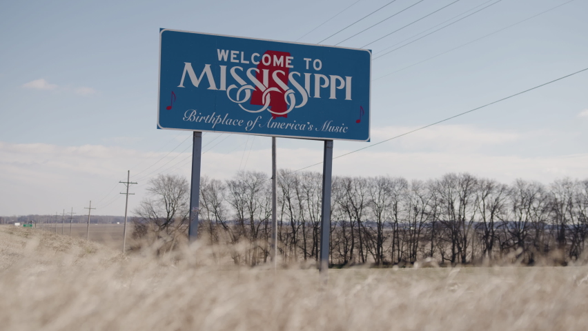 welcome to Mississippi state border sign