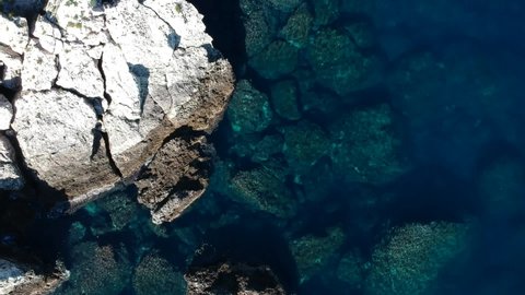 A aerial footage of Taormina beach, Sicily, Italy