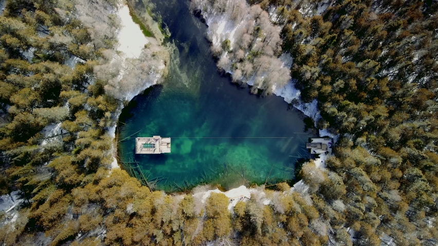 Top down view of breathtaking Kitch-iti-kipi Natural hot Springs near Manistique in Michigan upper peninsula.