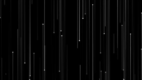 Simple black background animation with gently moving white and grey straight vertical lines and spheres. This dark minimalist motion background is full HD and a seamless loop.