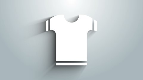 White T-shirt icon isolated on grey background. 4K Video motion graphic animation.