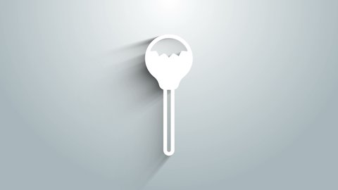White Lollipop icon isolated on grey background. Food, delicious symbol. 4K Video motion graphic animation.