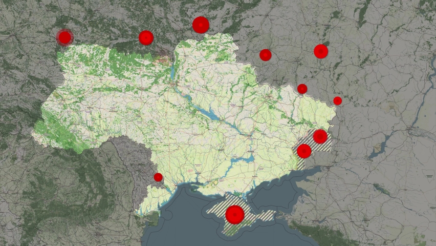 Animated map of the concentration of Russian troops on the border with Ukraine as of February 13, 2022