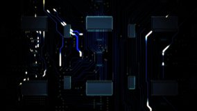 The motherboard of server is processing the data, Circuit board futuristic server code processing. Black, blue technology background. 3d rendering - Powered by Shutterstock - Get 15% off with code: PIKWIZARD15