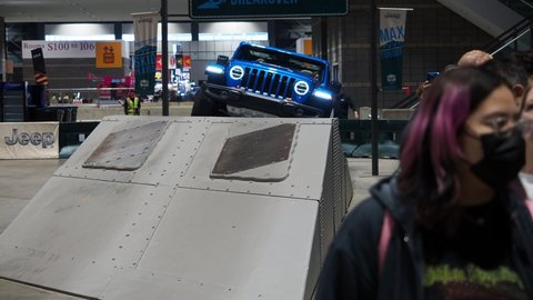 CHICAGO, ILLINOIS - February 12, 2022: JEEP test drive track at the annual International Auto-show