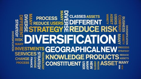 Diversification animated tag word cloud,text design animation kinetic typography seamless loop. 