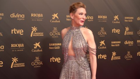 Cate Blanchett on the red carpet of the 36th Goya Awards gala, held in the city of Valencia, Spain. February 12, 2022.