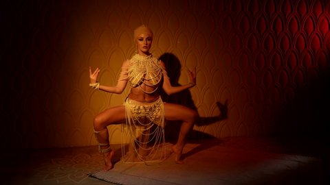 exotic arabian dance of sexy woman, traditional dance show