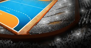 Animation of handball sports stadium with lighting. global sports and healthy lifestyle concept digitally generated video.