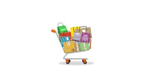2d flat animation of a fully loaded trolley.  suitable for describing the activities of content creators and animations about Shopping - Powered by Shutterstock - Get 15% off with code: PIKWIZARD15